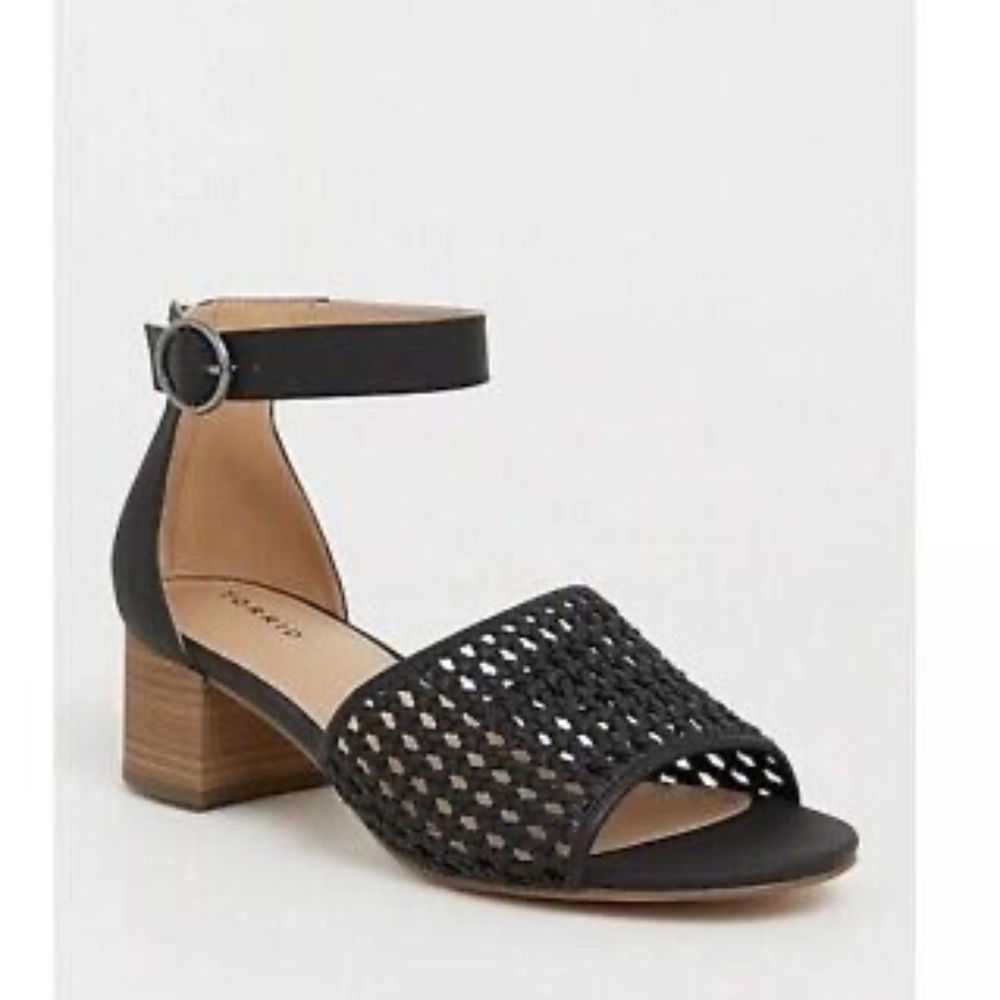 Torrid Womens Black Comfort Ankle Strap Braided Bu